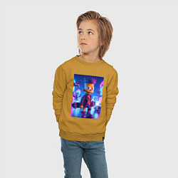 Свитшот хлопковый детский Bart Simpson with a skateboard - art punk, цвет: горчичный — фото 2
