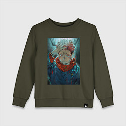 Свитшот хлопковый детский Крутой Суккуна, цвет: хаки