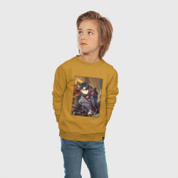 Свитшот хлопковый детский Ризли, цвет: горчичный — фото 2