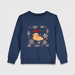 Свитшот хлопковый детский Капибара: я люблю капи, цвет: тёмно-синий