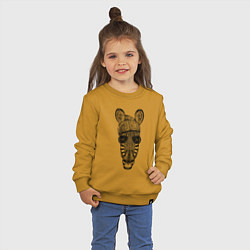 Свитшот хлопковый детский Зебра в очках и шапке, цвет: горчичный — фото 2