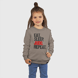 Свитшот хлопковый детский Eat sleep judo repeat, цвет: утренний латте — фото 2