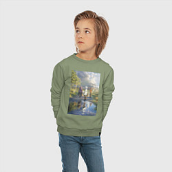 Свитшот хлопковый детский Фрирен провожающая в путь, цвет: авокадо — фото 2