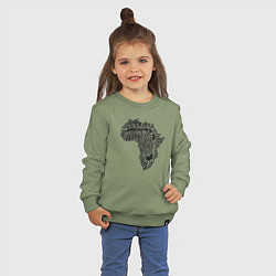 Свитшот хлопковый детский Африканская зебра, цвет: авокадо — фото 2