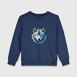 Свитшот хлопковый детский Полярный волк, цвет: тёмно-синий
