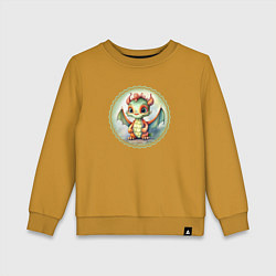 Детский свитшот Зеленый дракончик в акварельном стиле