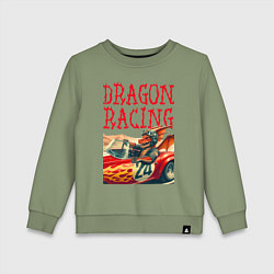 Свитшот хлопковый детский Dragon cool racer - ai art, цвет: авокадо