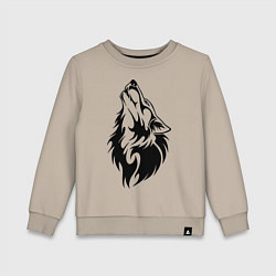 Свитшот хлопковый детский Воющий волк, цвет: миндальный