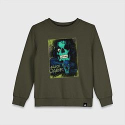 Свитшот хлопковый детский Snake Alice Cooper, цвет: хаки