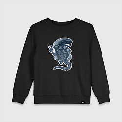 Свитшот хлопковый детский Чужой инопланетянин из порванной дыры, цвет: черный