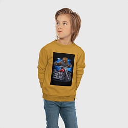 Свитшот хлопковый детский Медведь байкер с мотоциклом, цвет: горчичный — фото 2