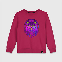 Свитшот хлопковый детский Фиолетовый кот-индеец с ловцом снов, цвет: маджента
