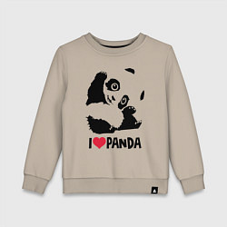 Свитшот хлопковый детский I love panda, цвет: миндальный