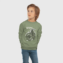 Свитшот хлопковый детский Старая школа - мотоцикл, цвет: авокадо — фото 2