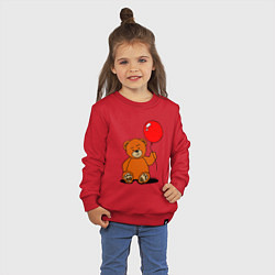 Свитшот хлопковый детский Плюшевый медведь с воздушным шариком, цвет: красный — фото 2