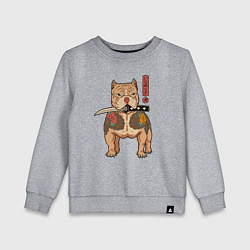 Свитшот хлопковый детский Питбуль якудза самурай, цвет: меланж