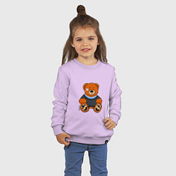 Свитшот хлопковый детский Медведь Вова с пластырем, цвет: лаванда — фото 2