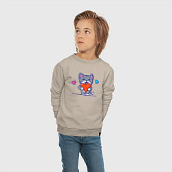 Свитшот хлопковый детский Сердечные обнимашки, цвет: миндальный — фото 2