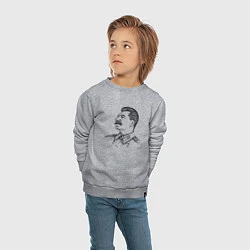 Свитшот хлопковый детский Профиль Сталина, цвет: меланж — фото 2