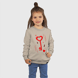 Свитшот хлопковый детский Ключ от сердца, цвет: миндальный — фото 2