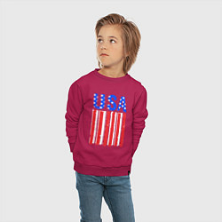 Свитшот хлопковый детский America flag, цвет: маджента — фото 2