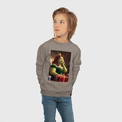 Свитшот хлопковый детский Шрек: Фиона с подарками, цвет: утренний латте — фото 2