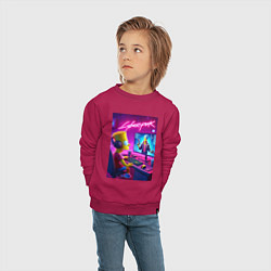 Свитшот хлопковый детский Gamer Bart - cyberpunk, цвет: маджента — фото 2