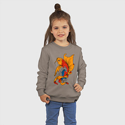 Свитшот хлопковый детский Рыба кои в японском стиле, цвет: утренний латте — фото 2