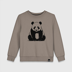 Свитшот хлопковый детский Грустная панда сидит, цвет: утренний латте