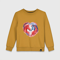 Детский свитшот Влюбленные лошади акварель