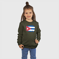 Свитшот хлопковый детский Флаг Кубы, цвет: хаки — фото 2