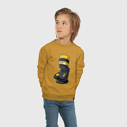 Свитшот хлопковый детский Барт Симпсон в бандане, цвет: горчичный — фото 2