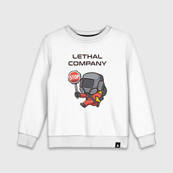 Свитшот хлопковый детский Lethal company: Stop Please, цвет: белый