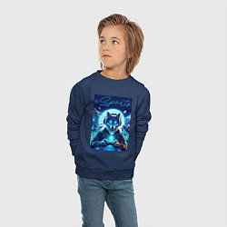 Свитшот хлопковый детский Волчара - крутой геймер, цвет: тёмно-синий — фото 2