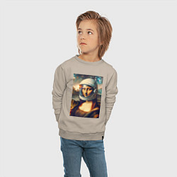 Свитшот хлопковый детский Mona Lisa astronaut - neural network, цвет: миндальный — фото 2
