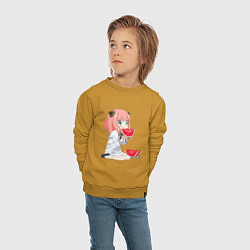 Свитшот хлопковый детский Аня ест арбуз, аниме семья шпиона, цвет: горчичный — фото 2