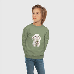 Свитшот хлопковый детский Кролик с ягодками, цвет: авокадо — фото 2