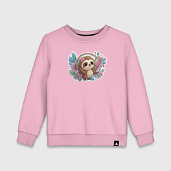 Свитшот хлопковый детский Маленький ленивец, цвет: светло-розовый