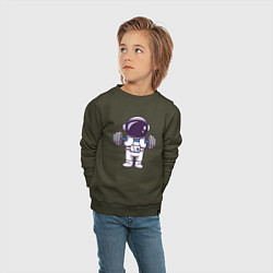 Свитшот хлопковый детский Космонавт со штангой, цвет: хаки — фото 2