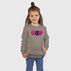 Свитшот хлопковый детский Peace and love, цвет: утренний латте — фото 2