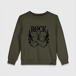 Свитшот хлопковый детский Rock - guitar, цвет: хаки