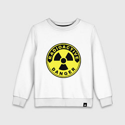 Свитшот хлопковый детский Danger radiation sign, цвет: белый