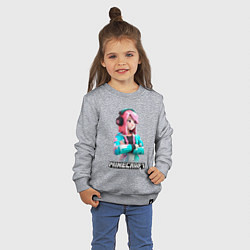 Свитшот хлопковый детский Minecraft девушка с розовыми волосами, цвет: меланж — фото 2