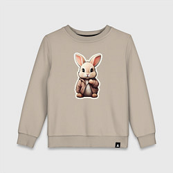 Свитшот хлопковый детский Маленький пушистый кролик, цвет: миндальный