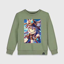 Свитшот хлопковый детский Genshin Impact - character, цвет: авокадо