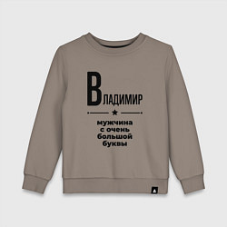 Свитшот хлопковый детский Владимир - мужчина с очень большой буквы, цвет: утренний латте