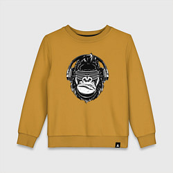 Свитшот хлопковый детский Music gorilla, цвет: горчичный