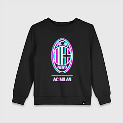 Свитшот хлопковый детский AC Milan FC в стиле glitch, цвет: черный