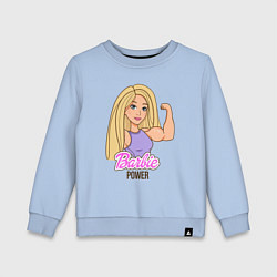 Свитшот хлопковый детский Barbie power, цвет: мягкое небо