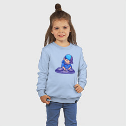 Свитшот хлопковый детский Little dj, цвет: мягкое небо — фото 2